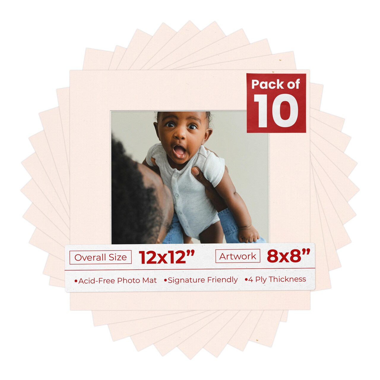 Oyster Bay Beige Mat Board for 12x12 Frames - Fits 8x8 Photos